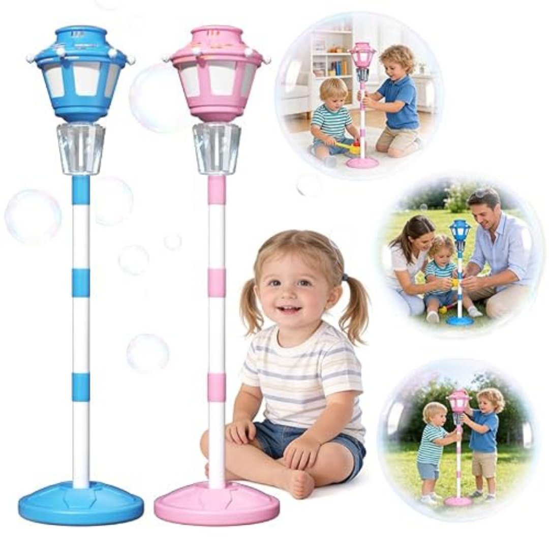 Street Lamp Bubble Machine - Rechargeable LED and Sound for Outdoor Fun