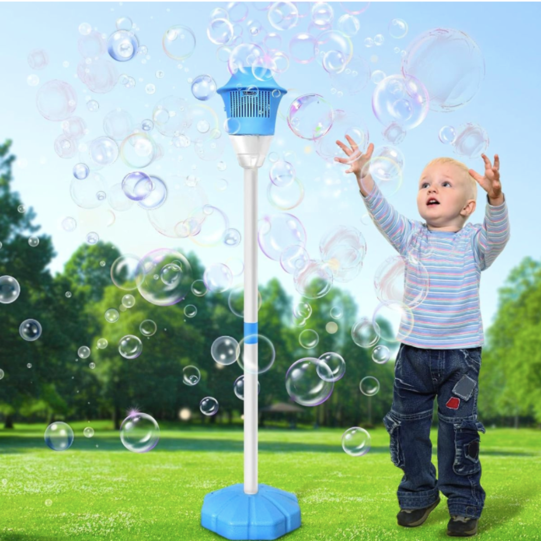 Street Lamp Bubble Machine - Rechargeable LED and Sound for Outdoor Fun