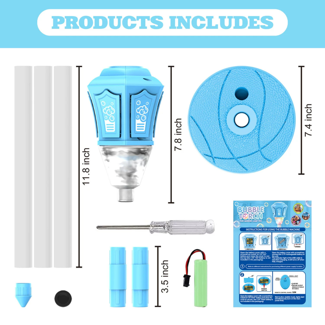 Street Lamp Bubble Machine - Rechargeable LED and Sound for Outdoor Fun