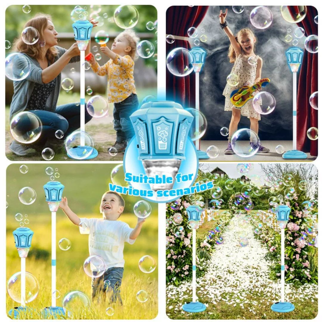 Street Lamp Bubble Machine - Rechargeable LED and Sound for Outdoor Fun