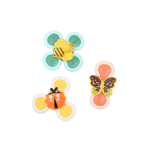 🦋🐞🐝 Suction Cup Spinner Toys – 3-Piece Set (Ladybug, Butterfly & Bee) for Babies & Toddlers