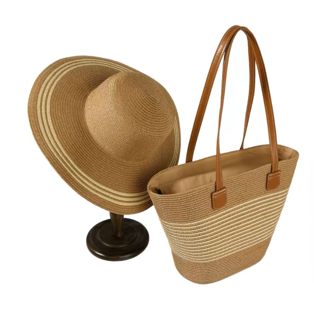 Sienna Stripe Hat & Tote Set