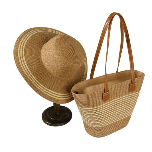 Sienna Stripe Hat & Tote Set