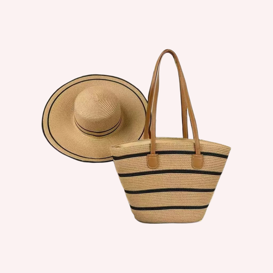 Riviera Stripe Hat & Tote Set
