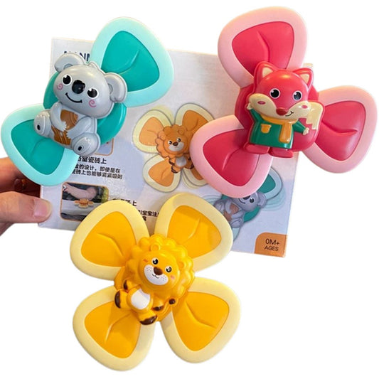 🦊🦁🐨Suction Cup Spinner Toys – 3-Piece Set (Fox,Lion,Koala) for Babies & Toddlers