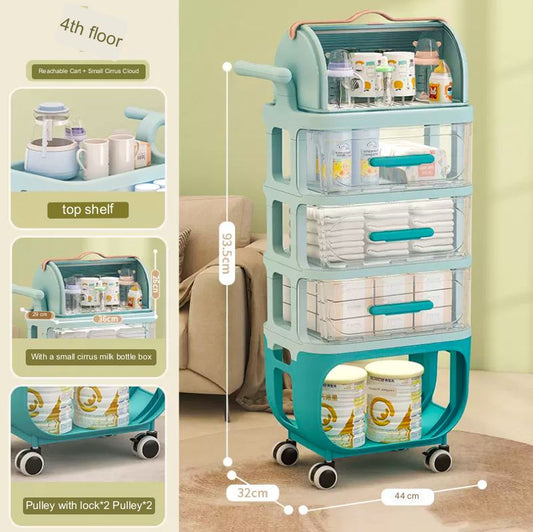 Baby Storage Trolley blue 4 tier