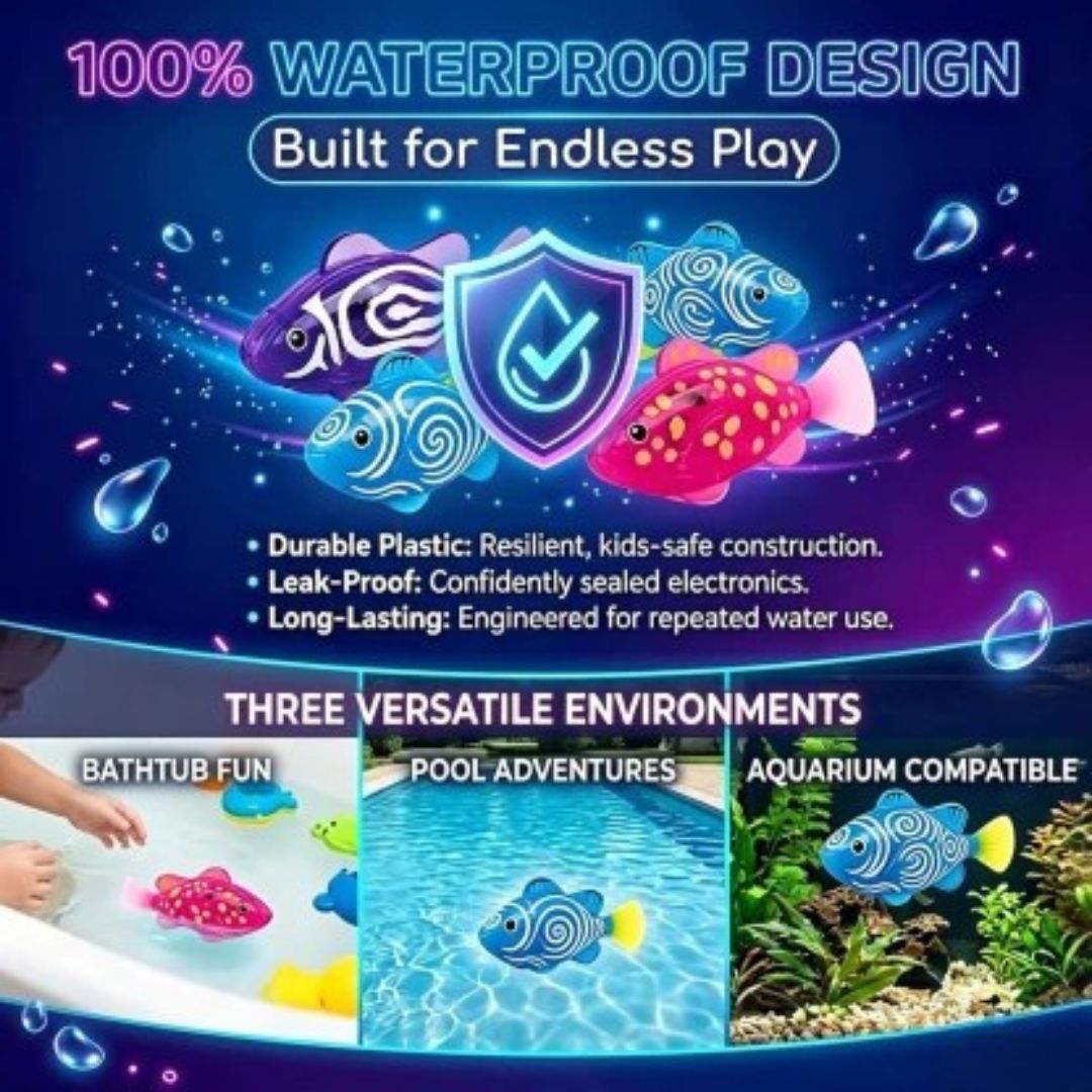 4PCS Swimming Robot Fish Water Activated LED